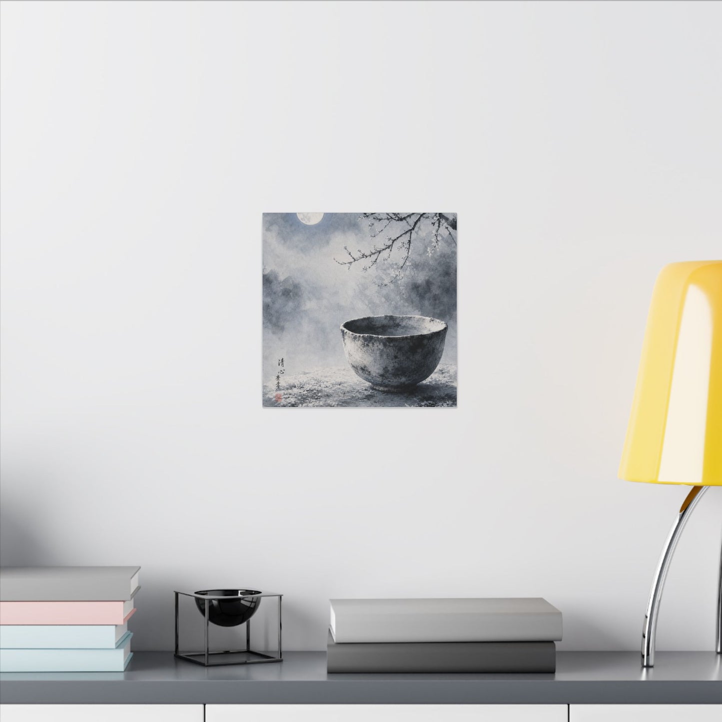 Seijaku Ceramic Bowl Canvas Art - Zen Sumi E