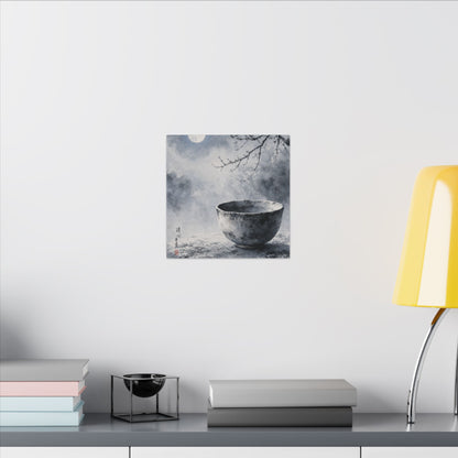Seijaku Ceramic Bowl Canvas Art - Zen Sumi E