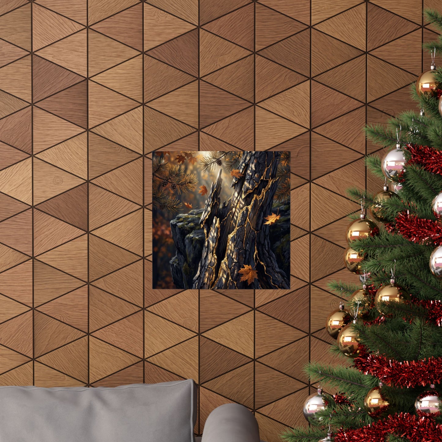 Pine Tree Autumn Wall Art Print | Kintsugi Beautiful Design