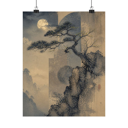 Ma Pine Tree Wall Art Print - Japandi Japanese Pattern