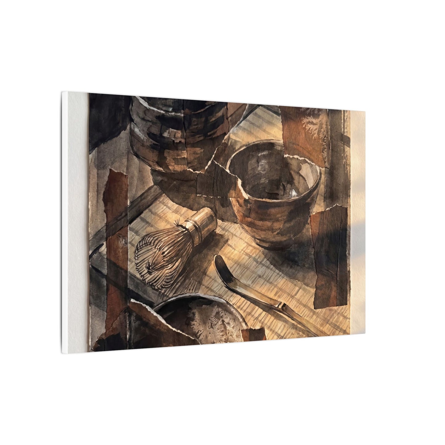 Tea Ceremony Charcoal Ink Canvas Art | Luxurious Dark Japandi Art
