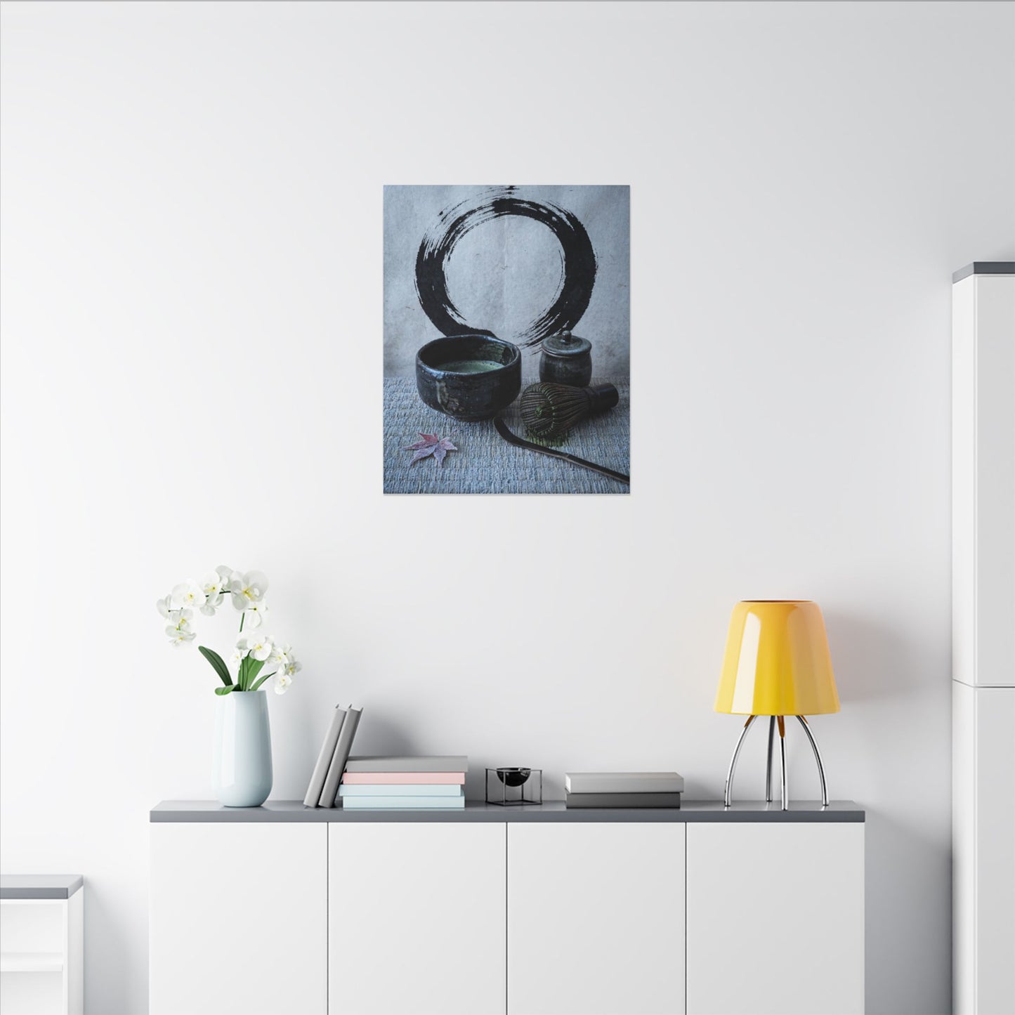 Tea Ceremony Canvas Art | Winter Zen Enso Art