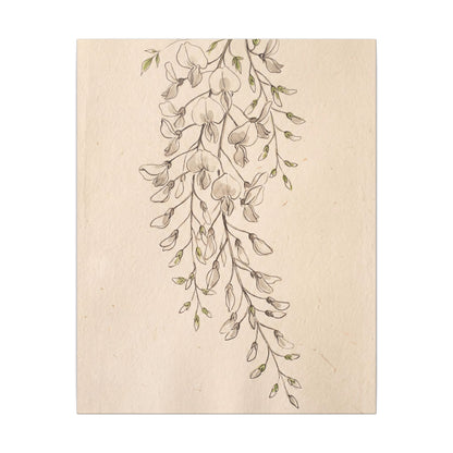 Japandi Wisteria in Golden Hour | Minimal Line Canvas Art