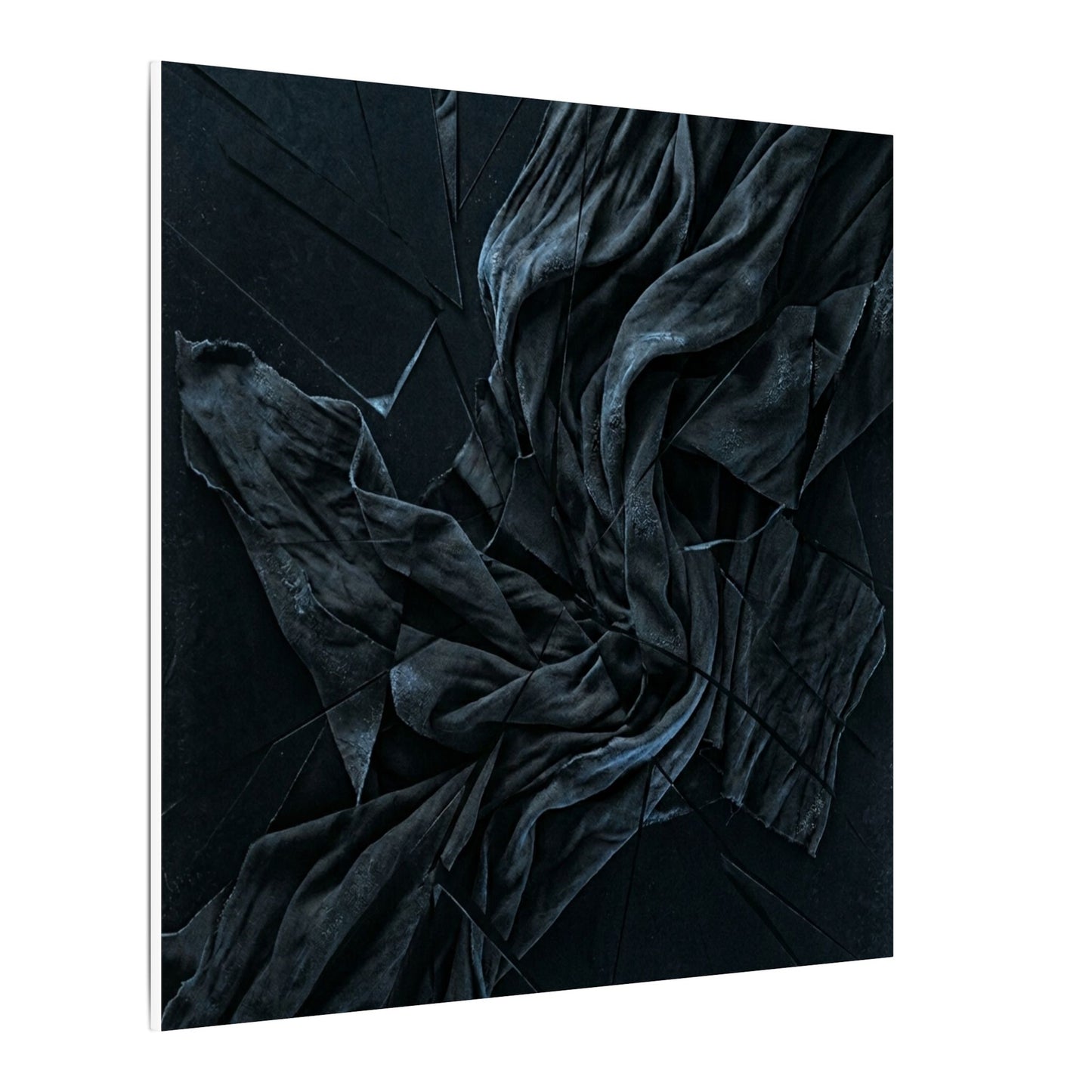 Dark Japandi Silk Drape in Moonlight | Moody Minimal Canvas Art