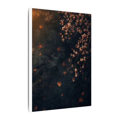 Golden Hour Cherry Blossom Canvas Art - Dark Japandi Kanso