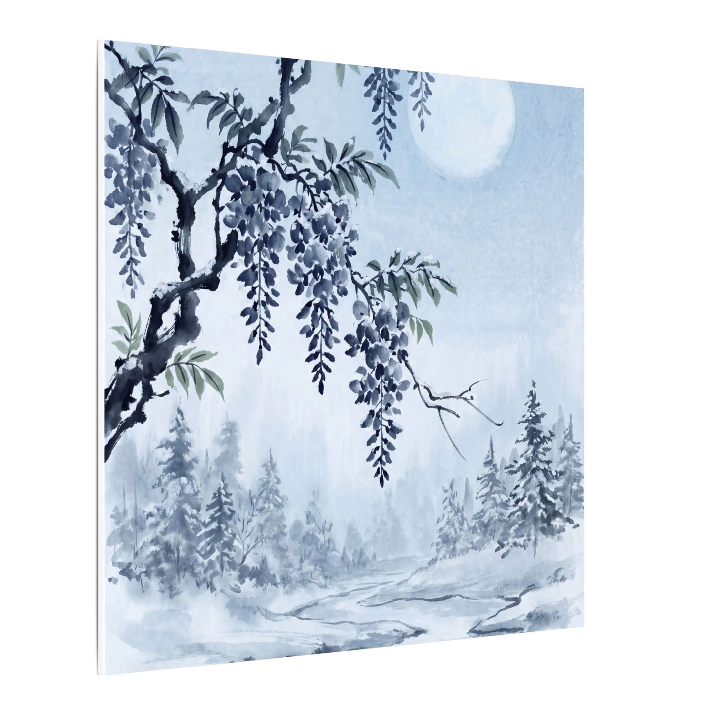 Seijaku Wisteria Canvas Art - Zen Sumi E