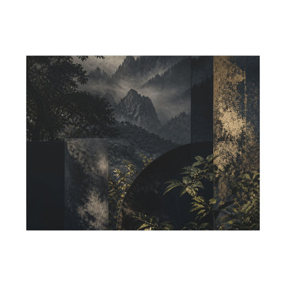 Mountain Mist Summer Canvas Art | Dark Japandi Atmospheric Design