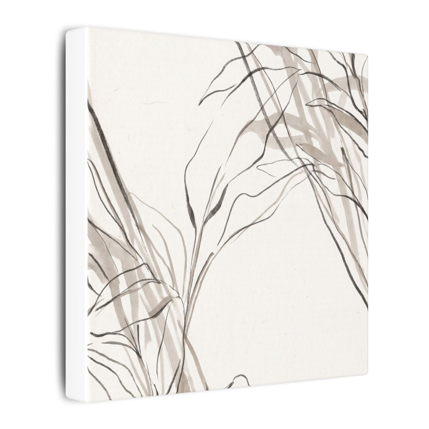 Neutral Shoji Screen Canvas Art - Minimal Line Japandi