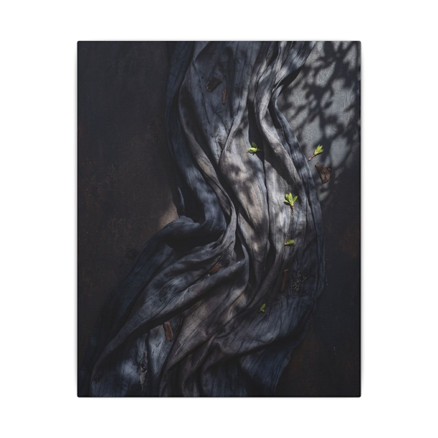 Seijaku Silk Drape Canvas Art - Dark Japandi Dark Texture