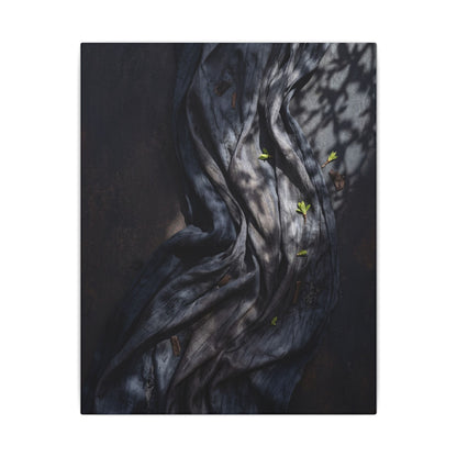 Seijaku Silk Drape Canvas Art - Dark Japandi Dark Texture