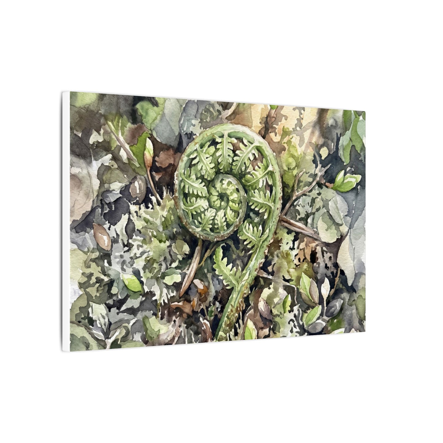 Fern Unfurling Spring Canvas Art | Japandi Neutral Design