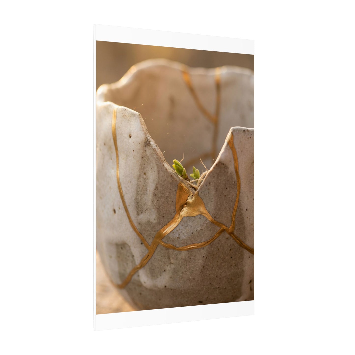 Golden Hour Broken Pottery Canvas Art - Japandi Kanso
