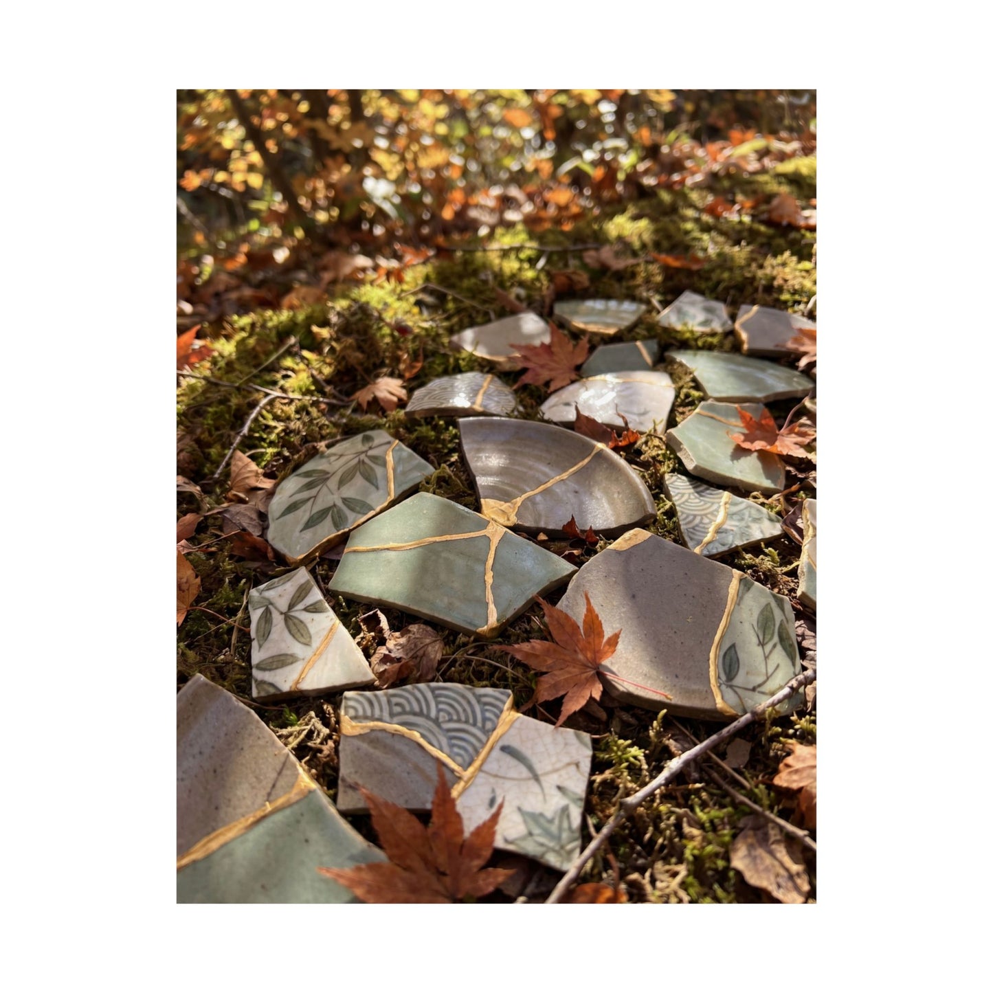 Japandi Broken Pottery in Dappled | Japanese Pattern Wall Art Print