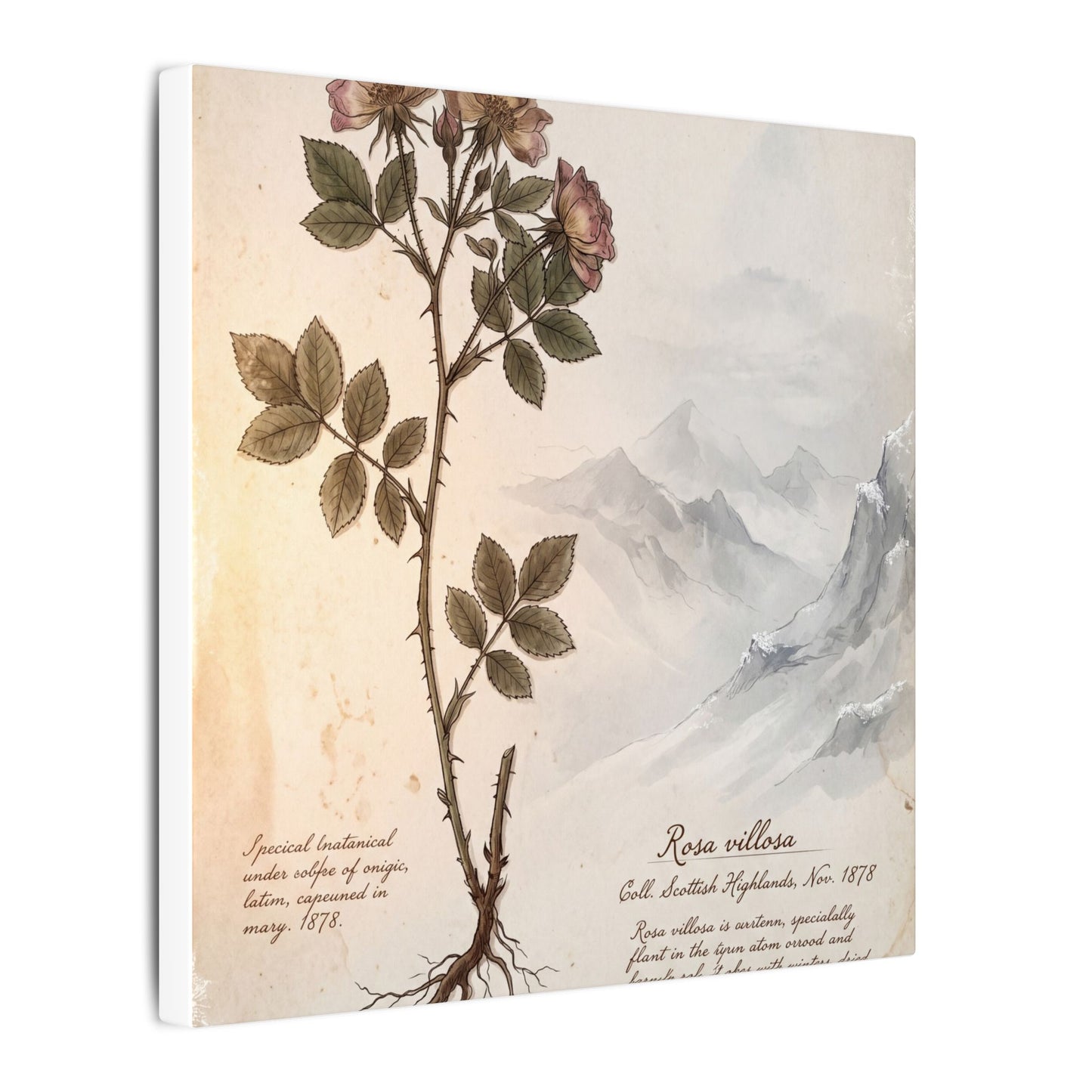 Winter Mountain Mist Herbarium Canvas Art | Earthy Decor