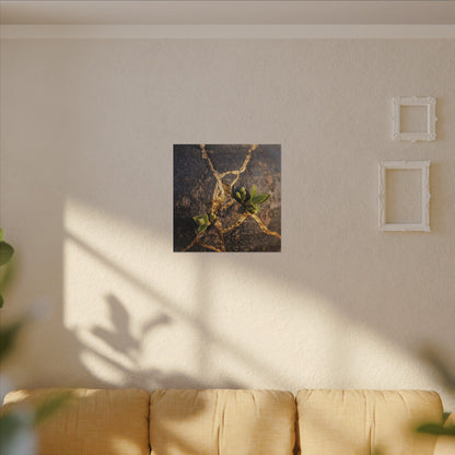Rust Patina Gold Repair Canvas Art | Resilient Kintsugi Art