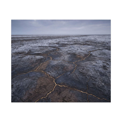 Dark Japandi Cracked Earth in Overcast | Dark Texture Canvas Art
