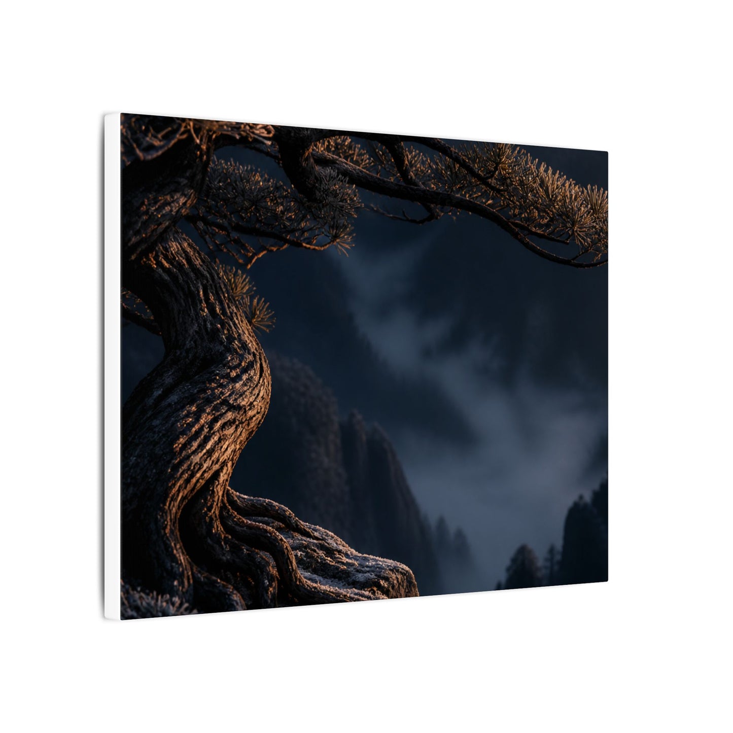 Bold Pine Tree Canvas Art - Shadow Zen Dark Japandi