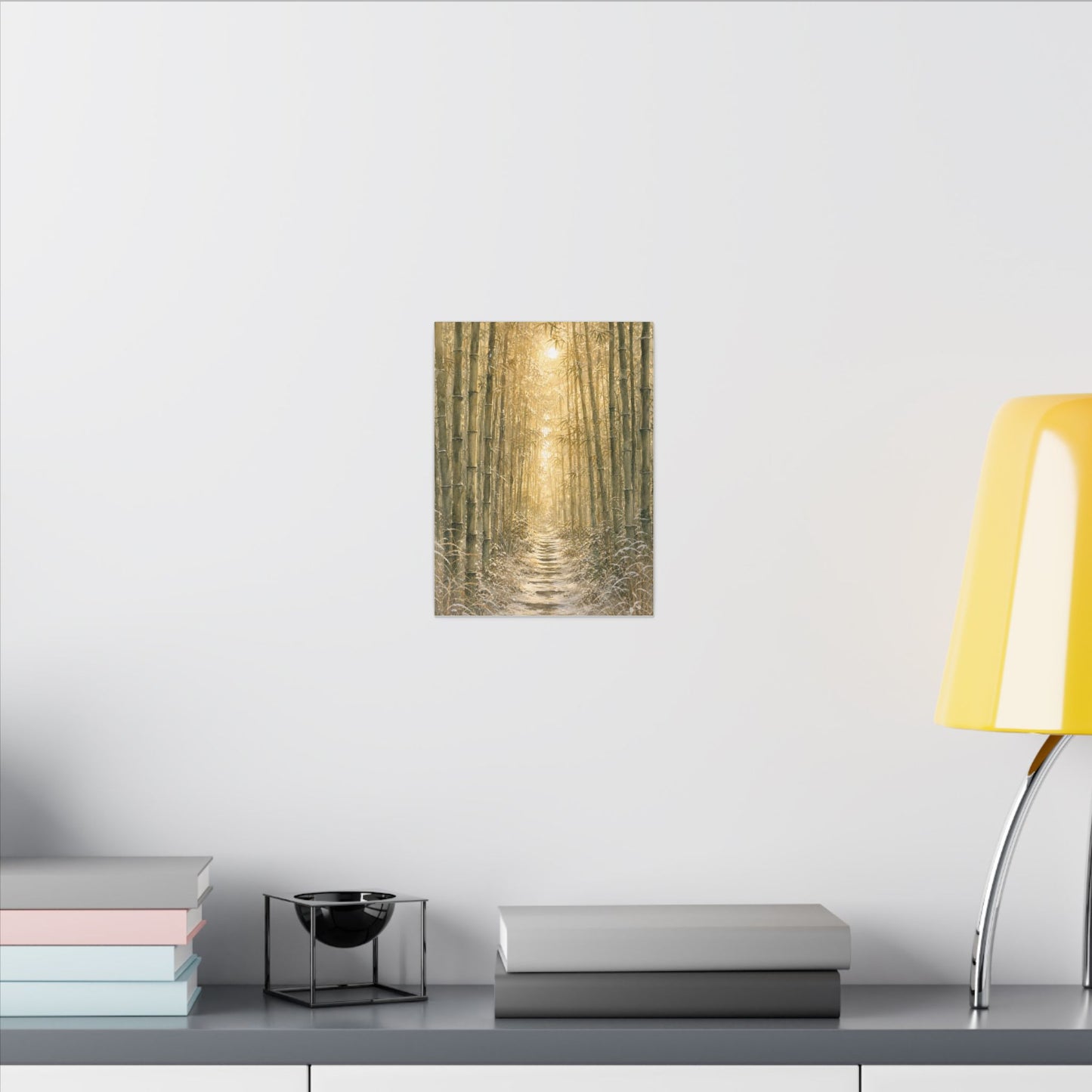 Bamboo Grove Winter Canvas Art | Japandi Elegant Design