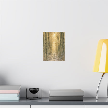 Bamboo Grove Winter Canvas Art | Japandi Elegant Design