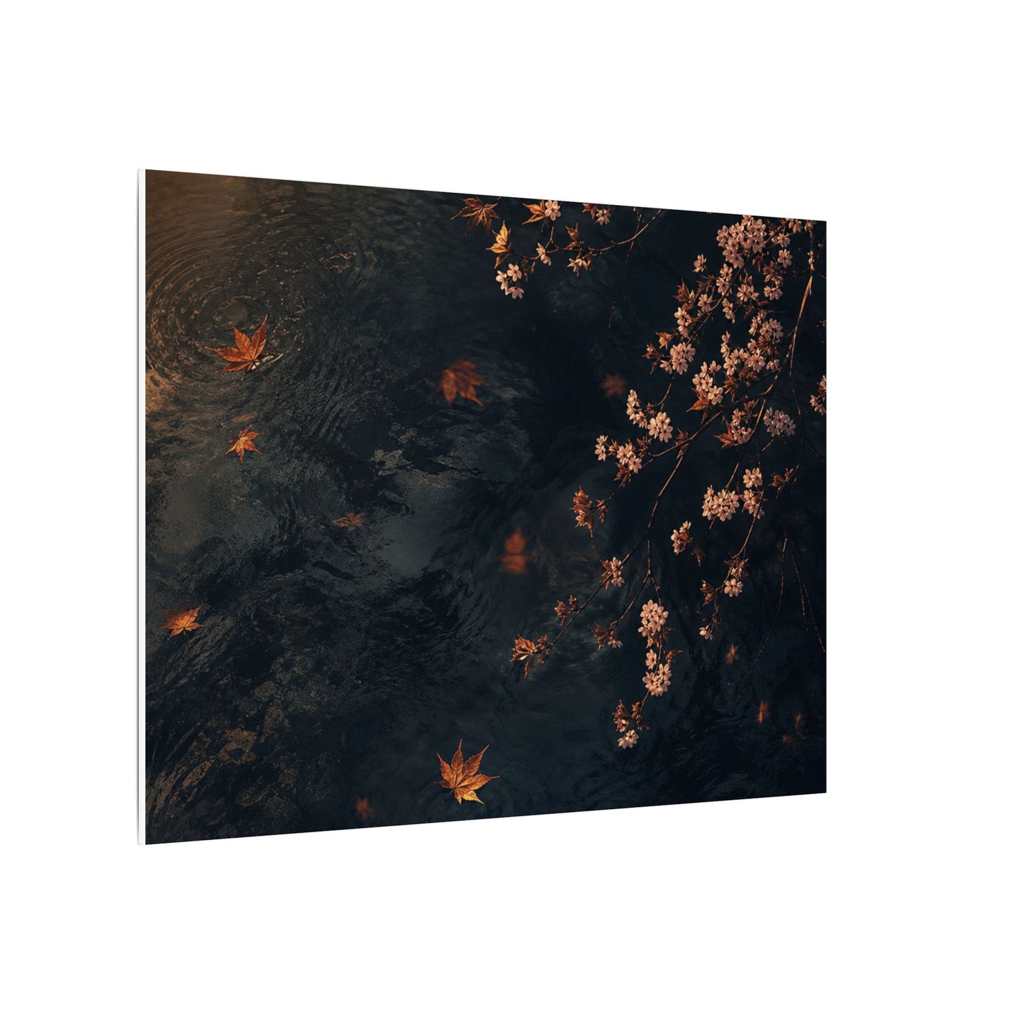 Golden Hour Cherry Blossom Canvas Art - Dark Japandi Kanso