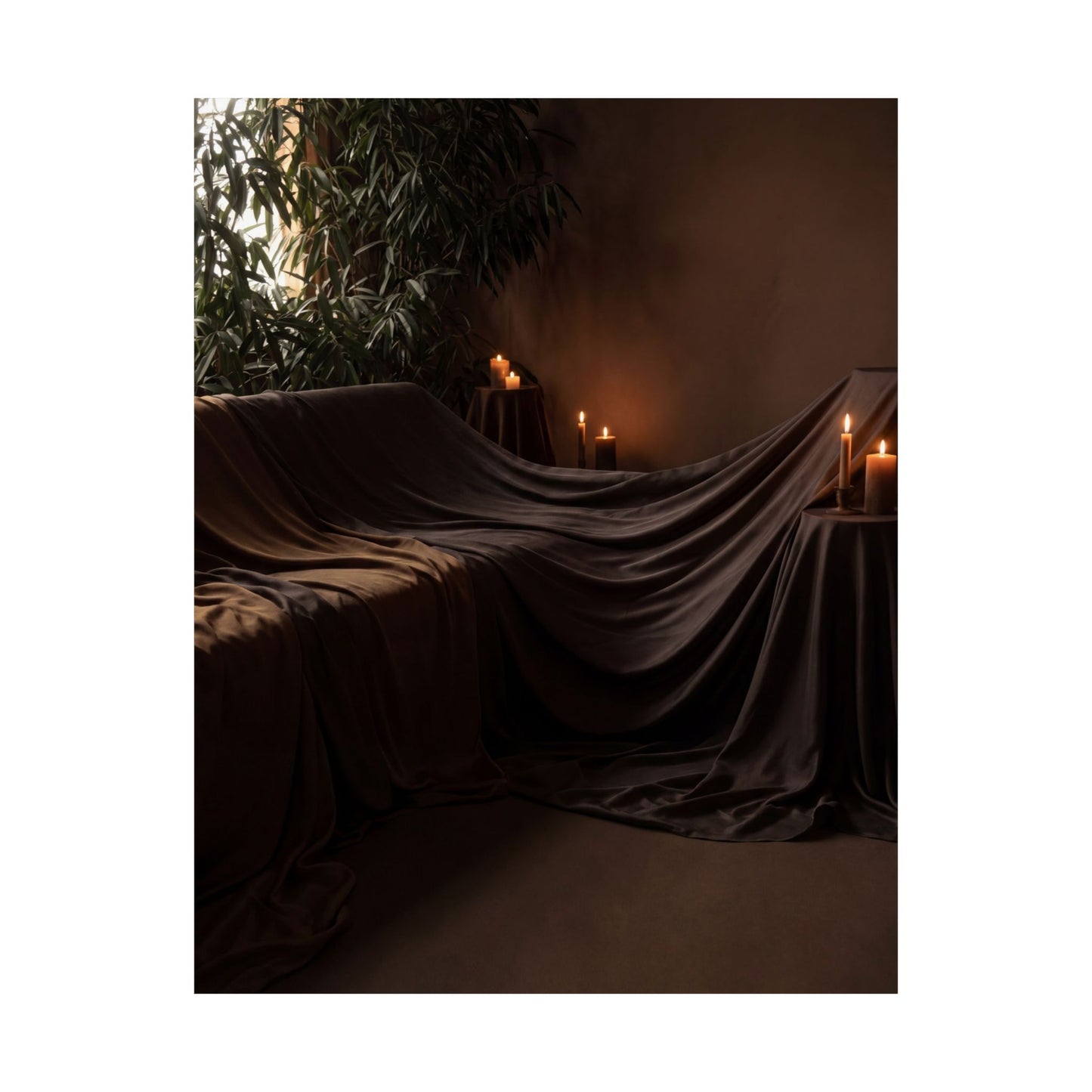 Candlelight Silk Drape Wall Art Print - Dark Japandi Ma