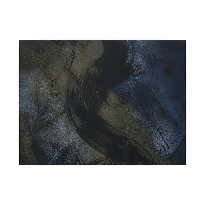 Shibui Ink Brushstroke Canvas Art - Dark Japandi Dark Texture