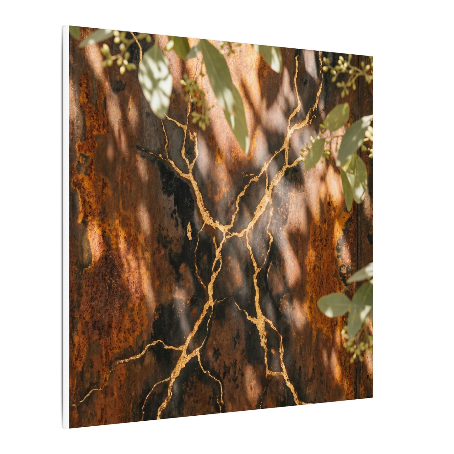 Kanso Rust Patina Canvas Art - Kintsugi Gold Vein