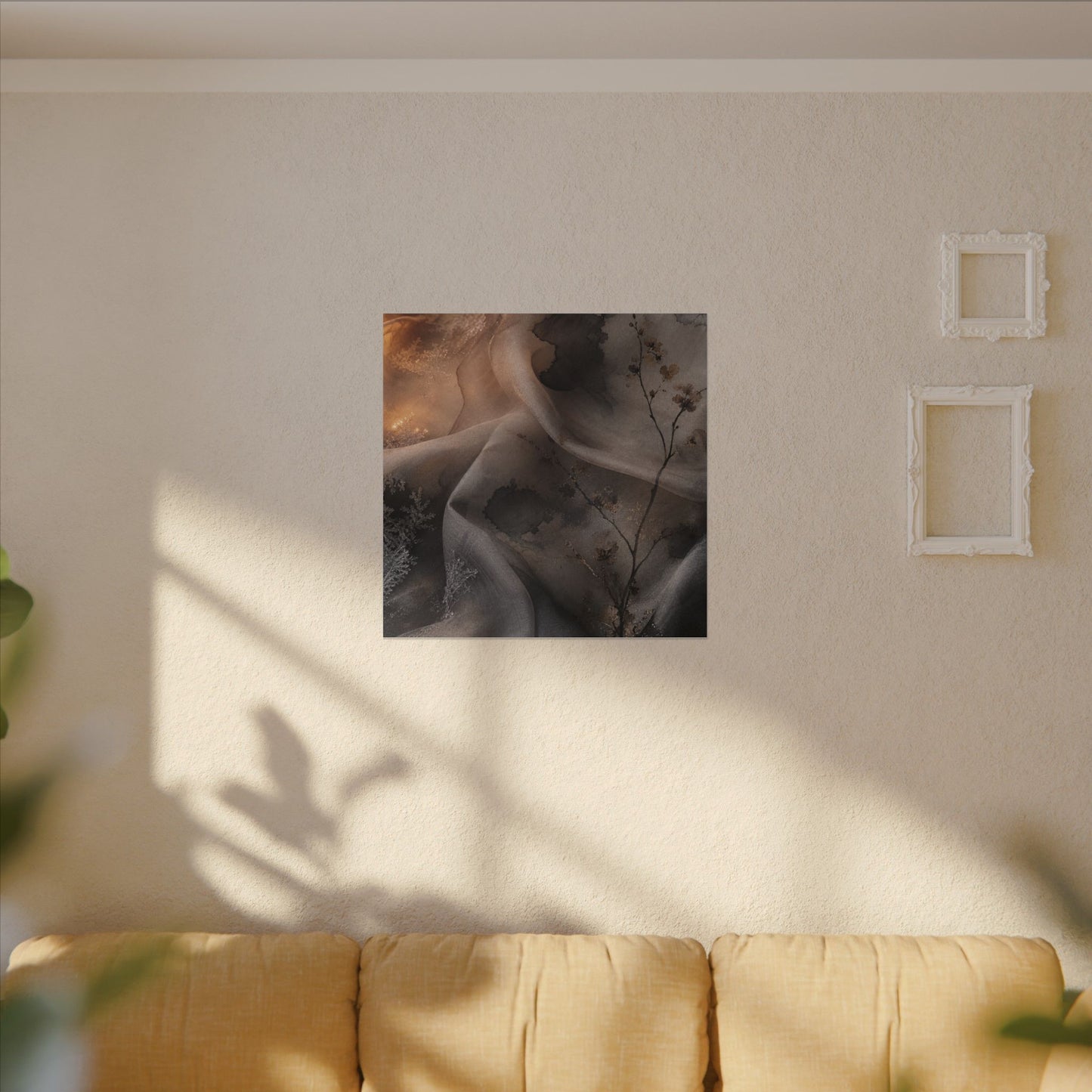 Japandi Silk Drape in Candlelight | Watercolor Canvas Art