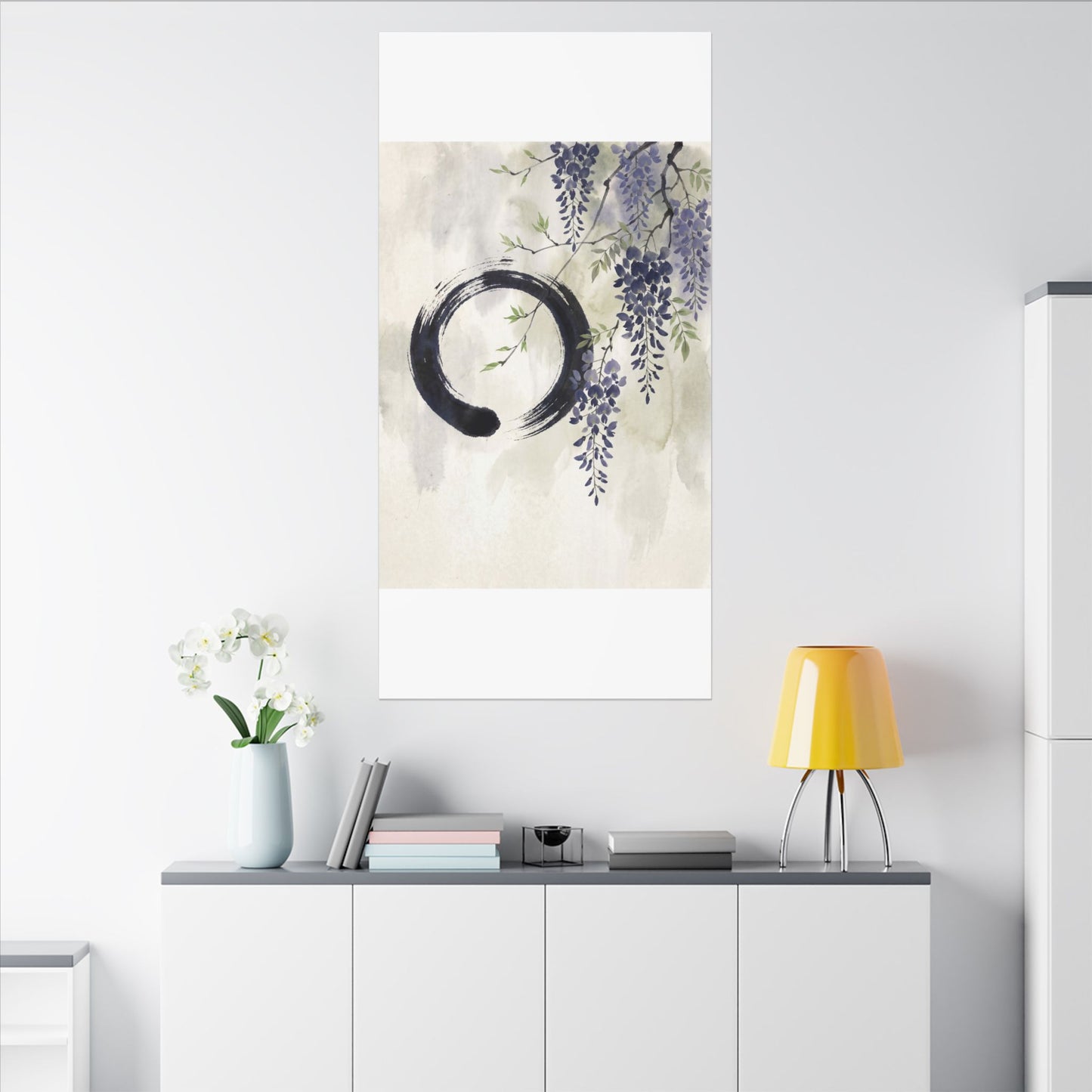 Wisteria Enso Canvas Art | Serene Zen Art