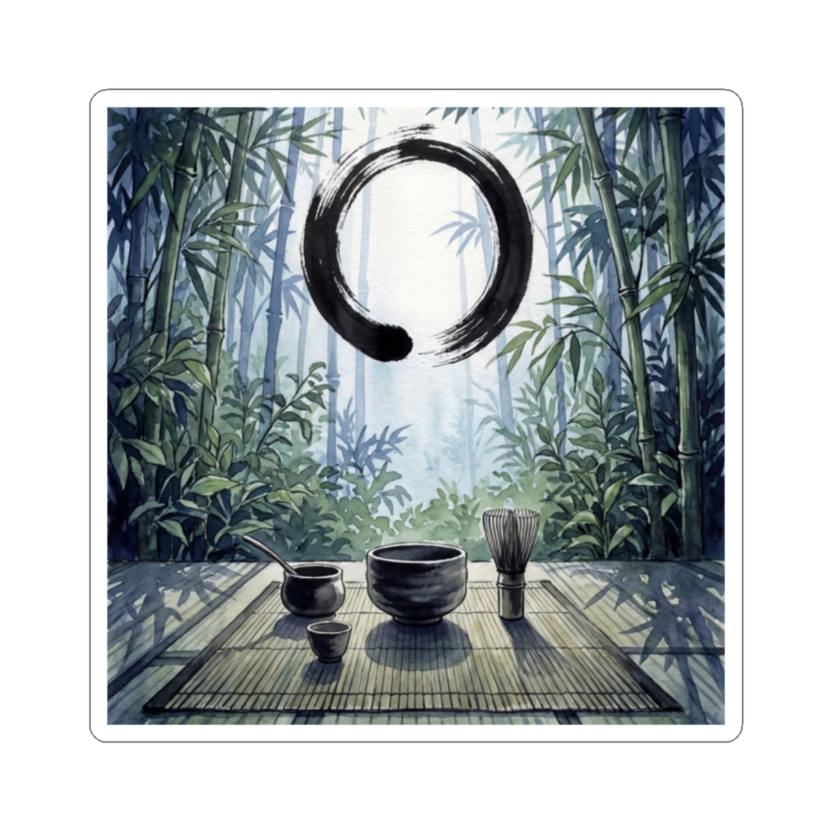 Tea Ceremony Sticker | Summer Zen Enso Art Art Print