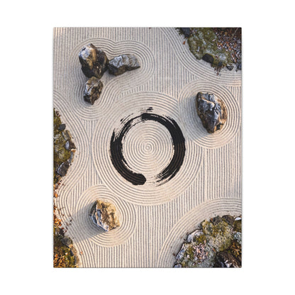 Rock Garden Canvas Art | Winter Zen Enso Art