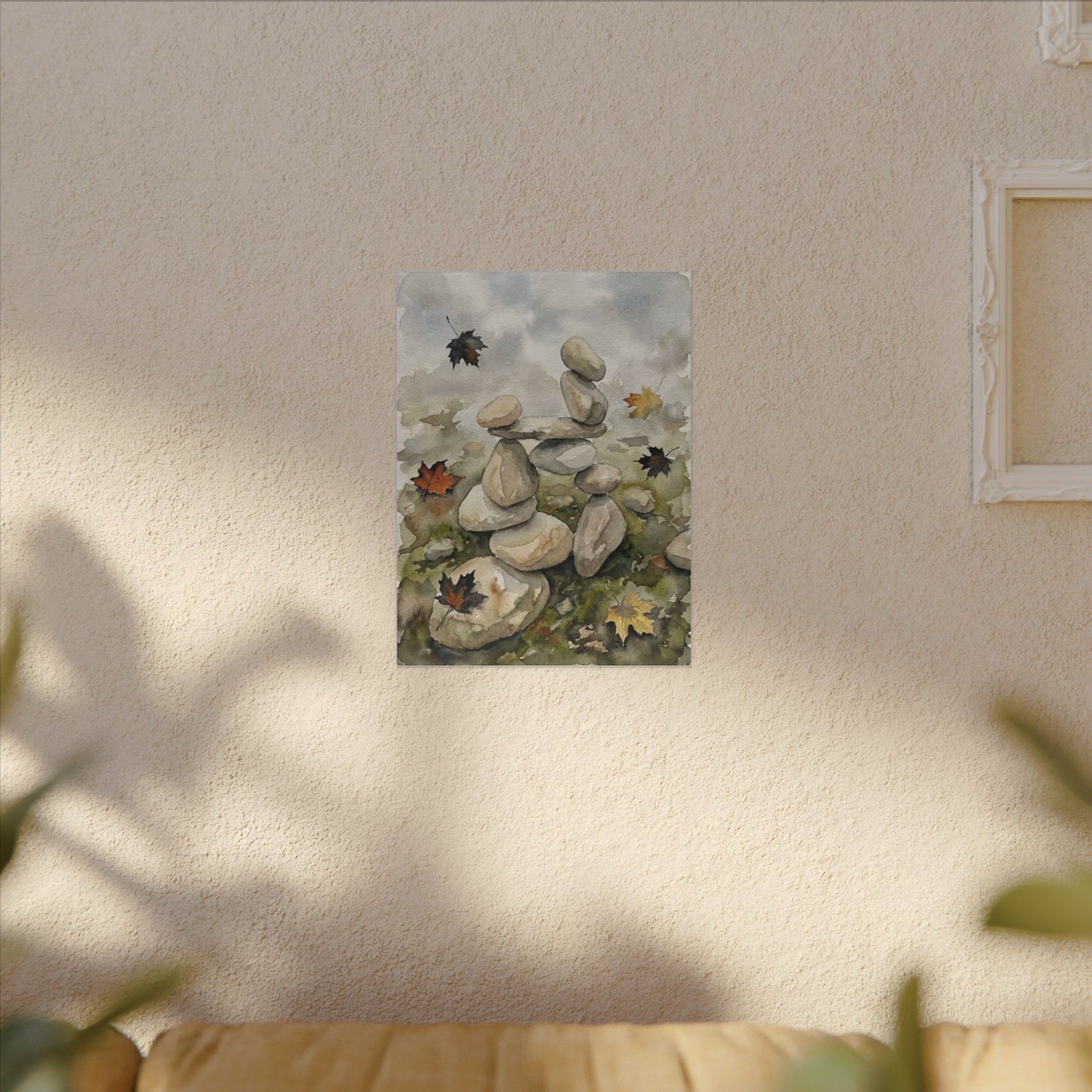 Overcast River Stones Canvas Art - Japandi Fukinsei