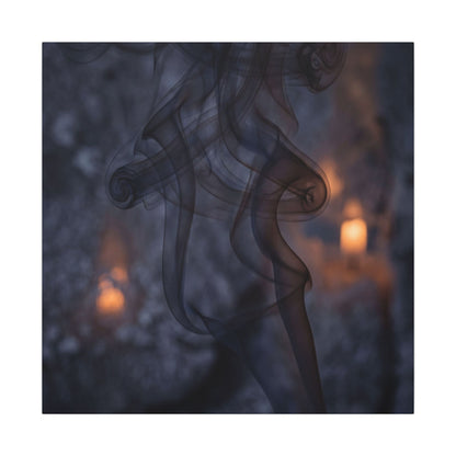 Incense Smoke Winter Canvas Art | Dark Japandi Sophisticated Design