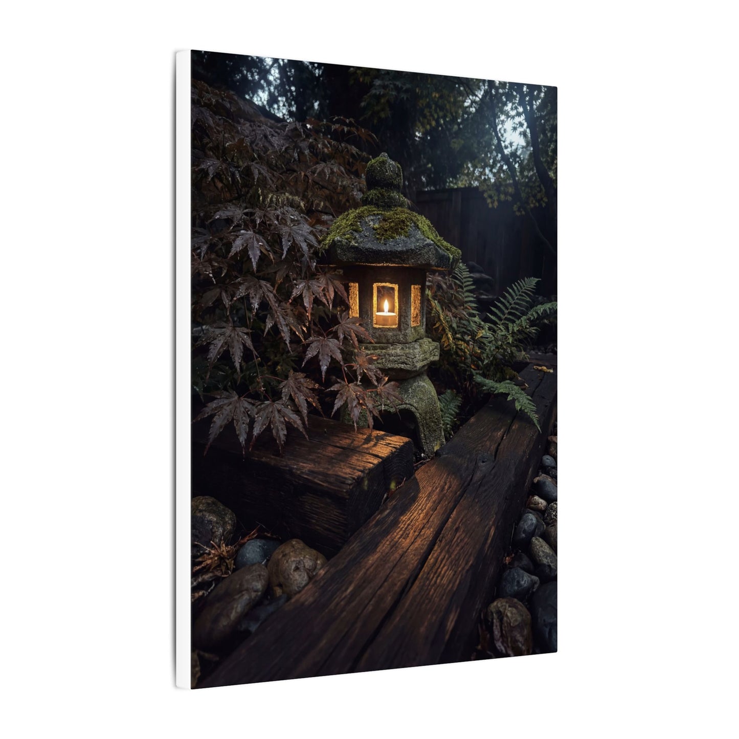 Moody Moonlit Garden Canvas Art - Shadow Zen Dark Japandi