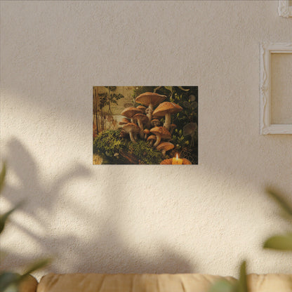 Spring Wild Mushrooms Herbarium Canvas Art | Earthy Decor