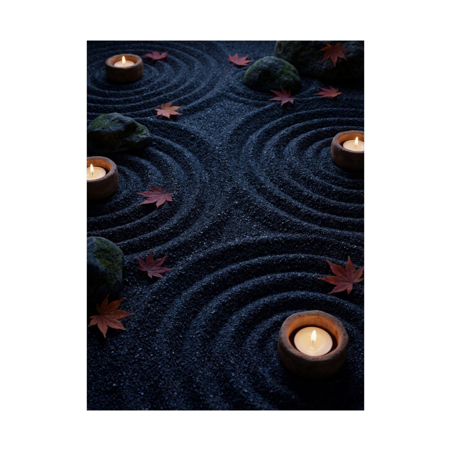 Autumn Rock Garden Dark Texture Wall Art Print | Luxurious Decor
