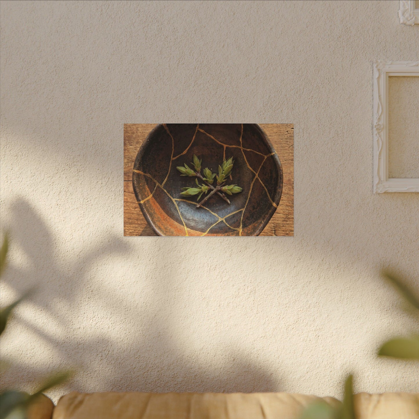 Ceramic Bowl Gold Repair Canvas Art | Resilient Kintsugi Art