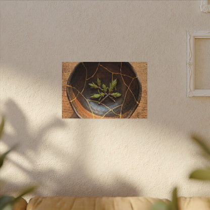 Ceramic Bowl Gold Repair Canvas Art | Resilient Kintsugi Art