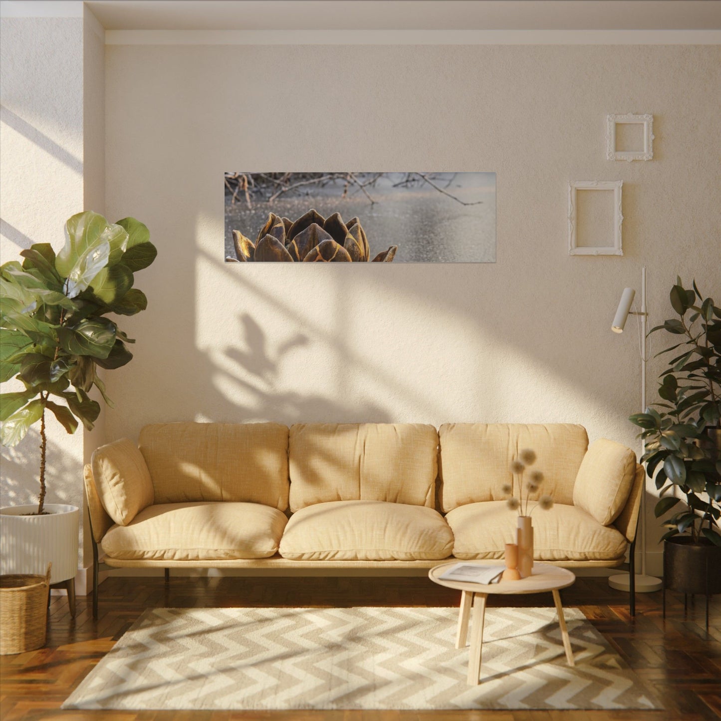 Lotus Flower Gold Repair Canvas Art | Beautiful Kintsugi Art