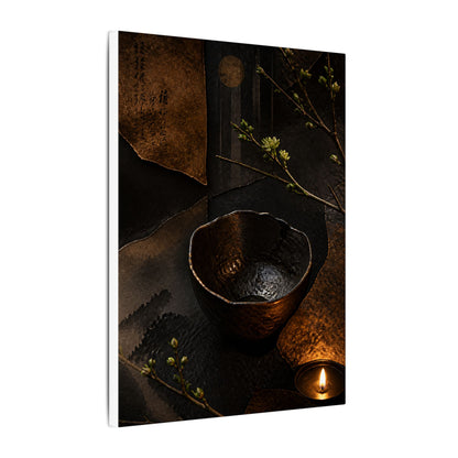 Atmospheric Ceramic Bowl Canvas Art - Shadow Zen Dark Japandi