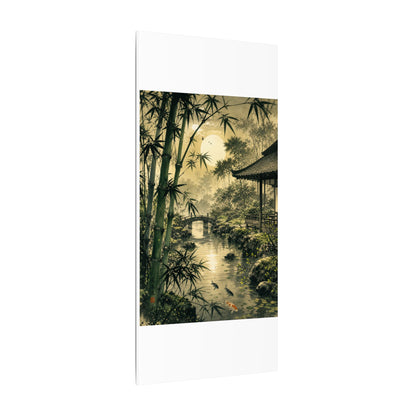 Moonlit Garden Sumi E Canvas Art | Calm Zen Art