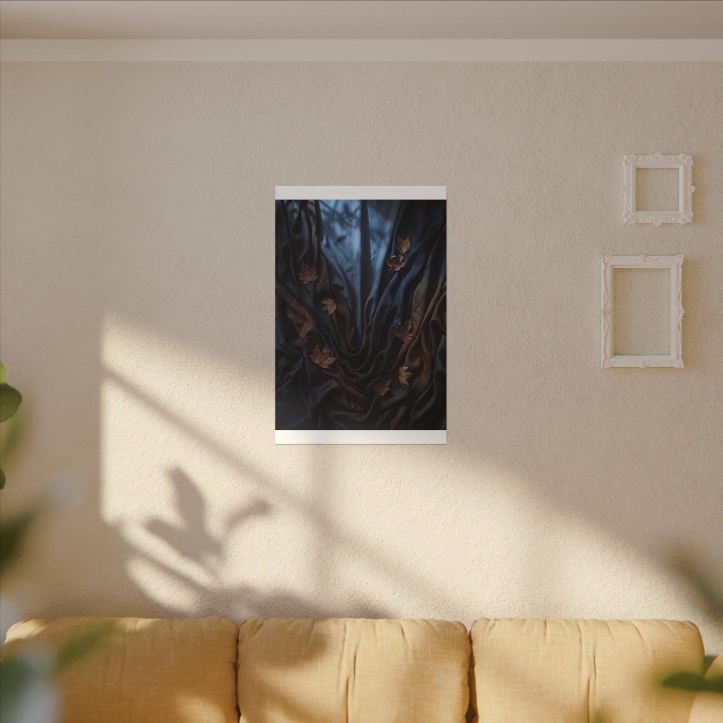 Silk Drape Canvas Art | Autumn Dark Japandi Moody Minimal Art