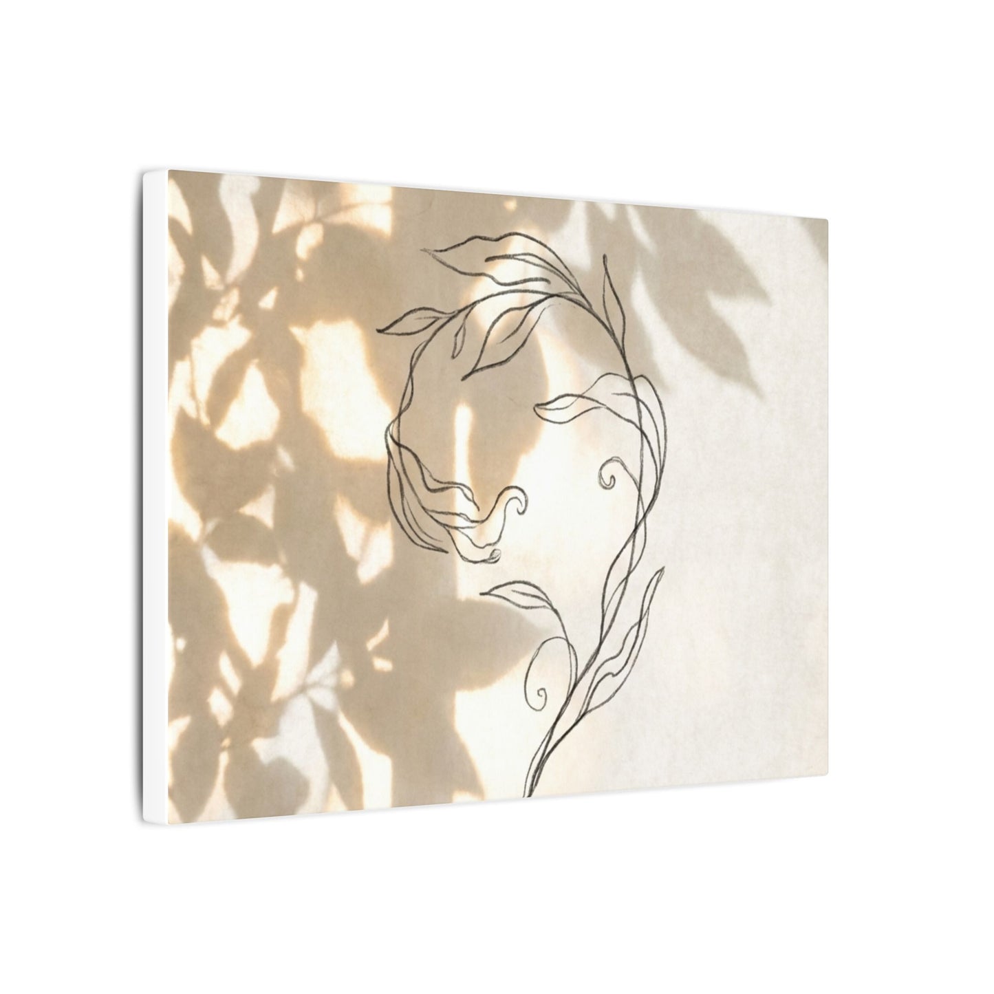 Warm Shoji Screen Canvas Art - Minimal Line Japandi