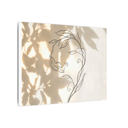 Warm Shoji Screen Canvas Art - Minimal Line Japandi