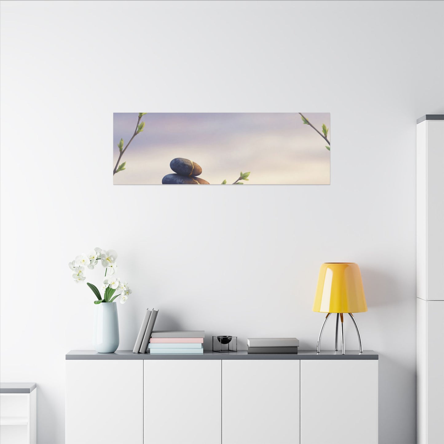 Spring River Stones Gold Vein Canvas Art | Philosophical Decor