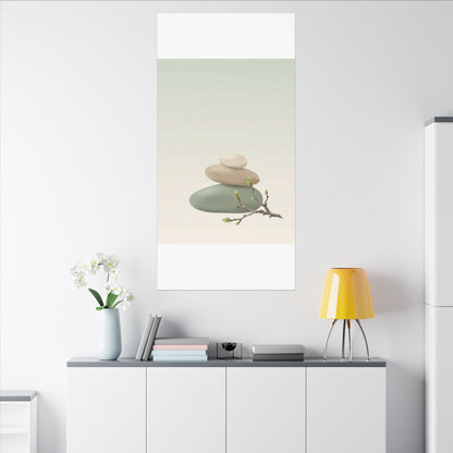 Dawn River Stones Canvas Art - Japandi Fukinsei