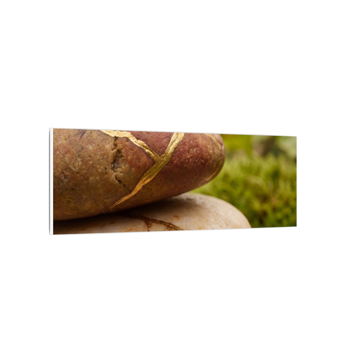 River Stones Summer Canvas Art | Kintsugi Healing Design