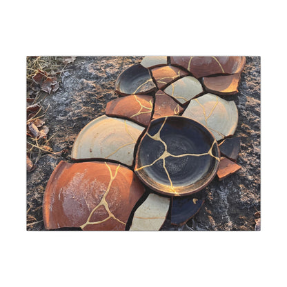 Winter Broken Pottery Gold Vein Canvas Art | Beautiful Decor Art Print