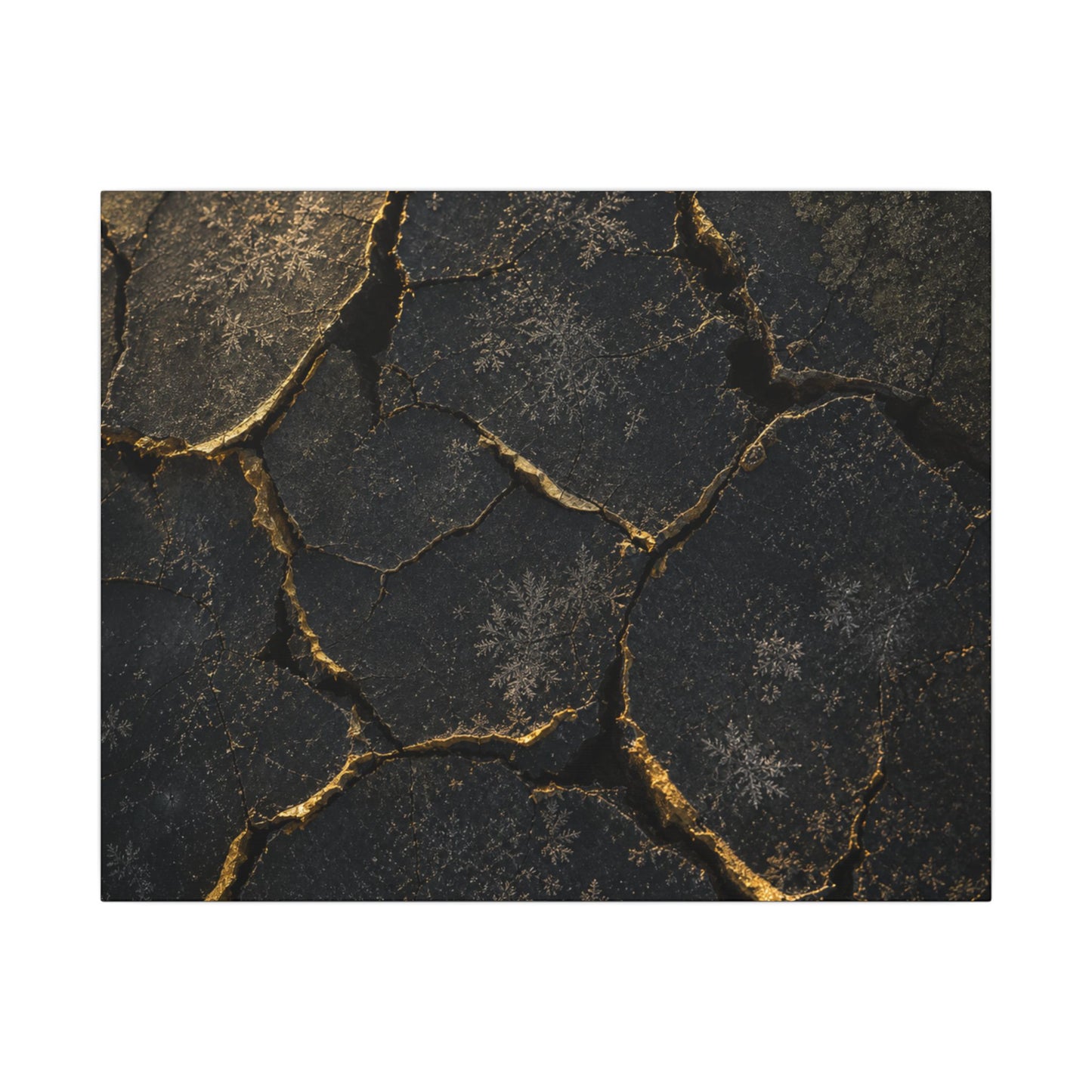 Cracked Earth Canvas Art | Winter Dark Japandi Shadow Zen Art