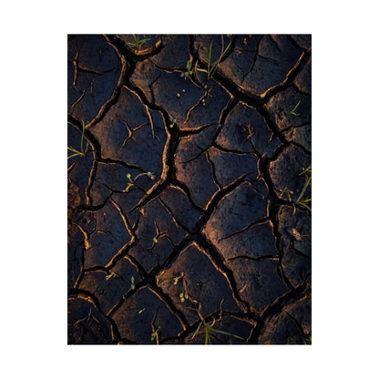 Cracked Earth Moody Minimal Wall Art Print | Sophisticated Dark Japandi Art